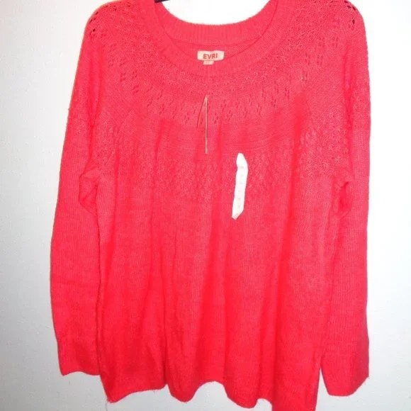 Evri Women's Plus Size Crewneck Pointelle Sweater Size 2X NWT - Picture 4 of 11